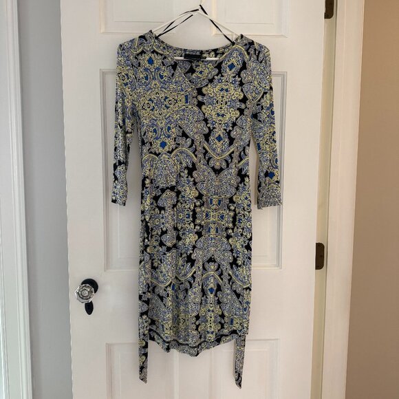 Cynthia Rowley floral print faux wrap dress with 3/4 sleeves - Picture 5 of 7